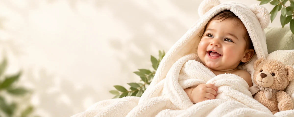 Bébé souriant enveloppé dans une serviette