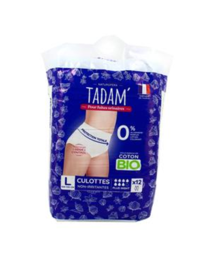 Tadam Culottes Fuites Urinaires Coton Bio Plus Night X 12