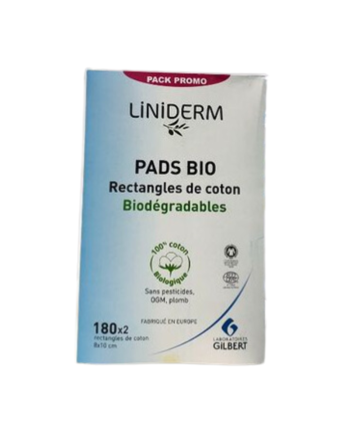 Gilbert Liniderm Pads Bio Rectangles de Coton Biodegradables 180*2