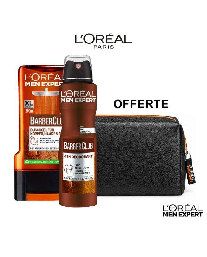 L'Oréal Men Expert Offre Duo Barber Club Deodorant Atomiseur Protection 48 H 150 ml + Gel Douche 300 ml + Trousse Offerte