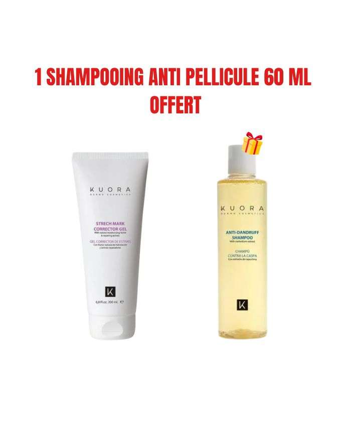 Kuora Offre Gel Correcteur de Vergetures 200 ml + 1 Shampooing Anti Pellicule 60 ml Offert