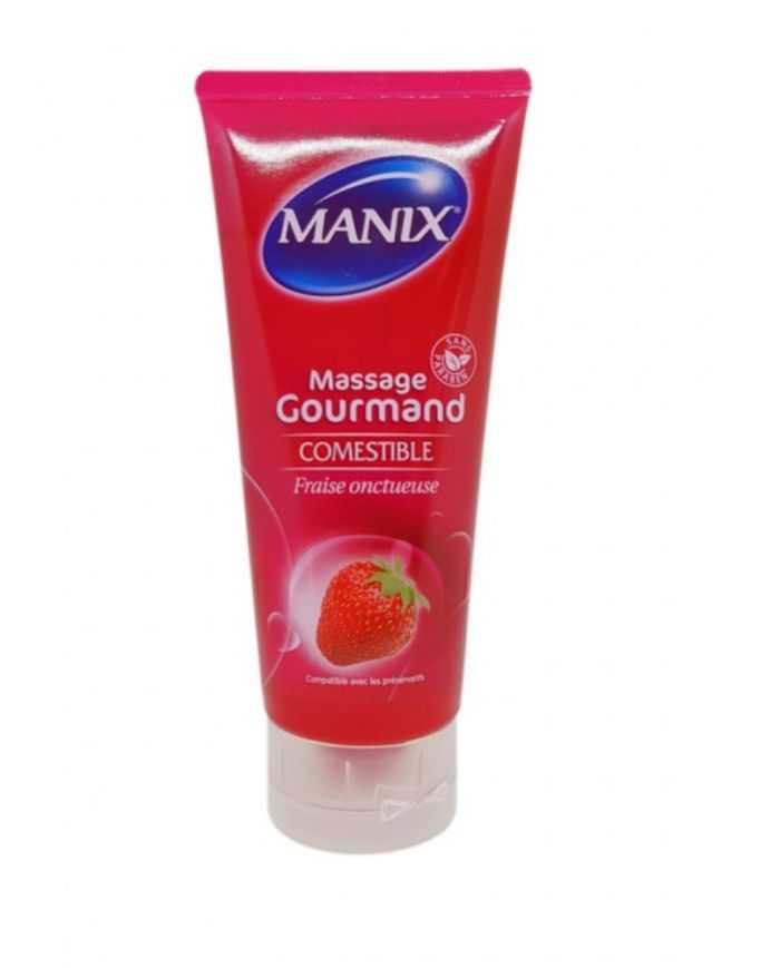 Manix Massage Gourmand Comestible Fraise Onctueuse 200 ml