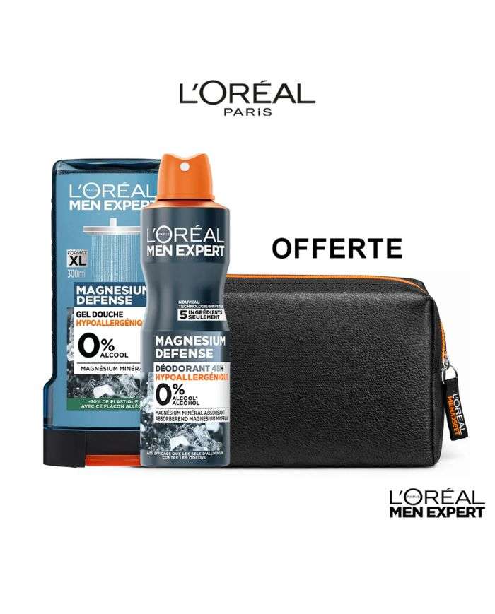 L'Oréal Men Expert Offre Duo Magnesium Defense Atomiseur 48 H 150 ml + Gel Douche 300 ml + Trousse Offerte